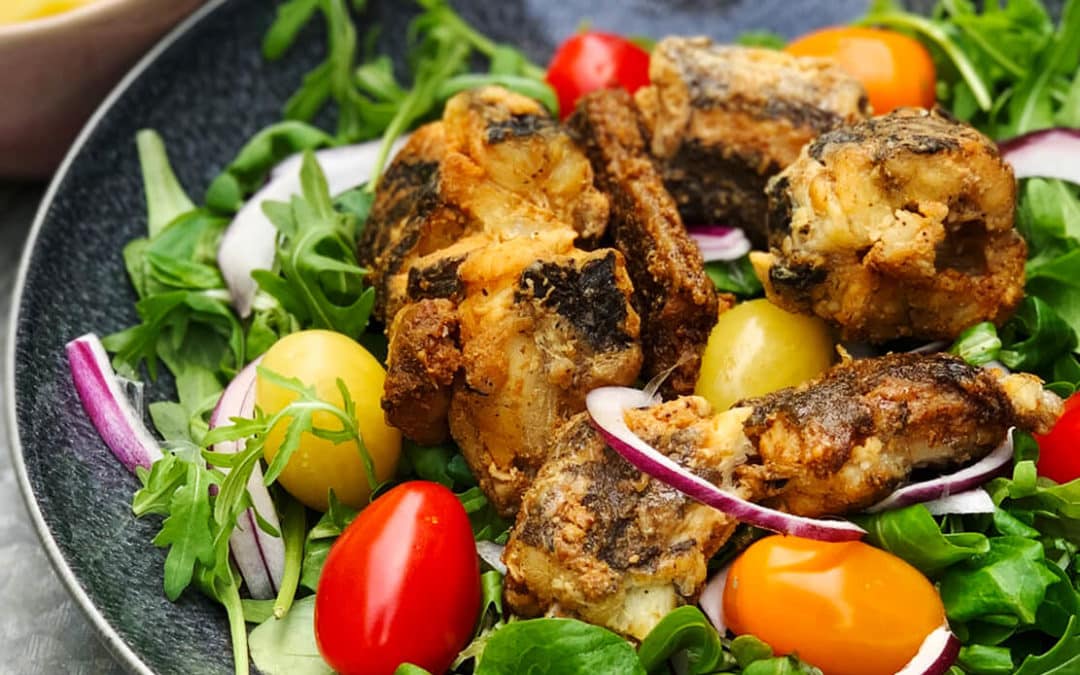 Maaltijdsalade met gebakken paling