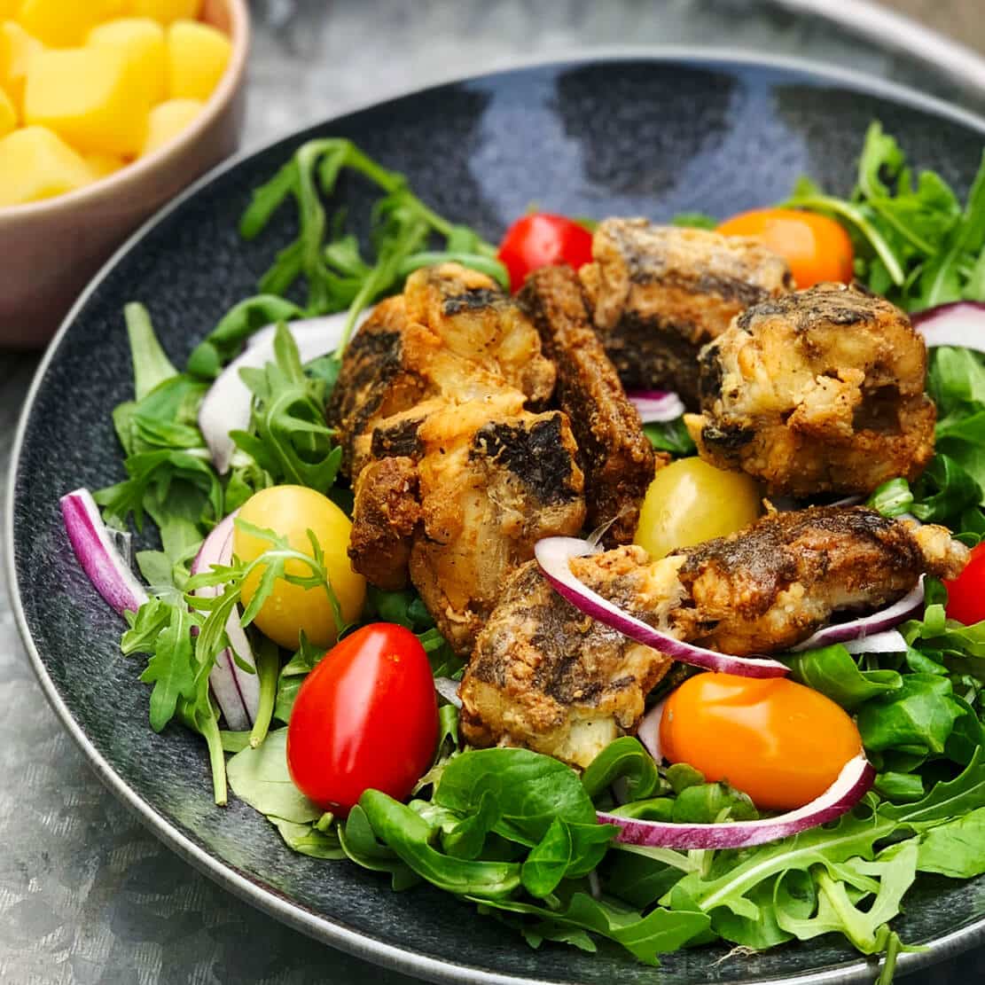 maaltijdsalade gebakken paling