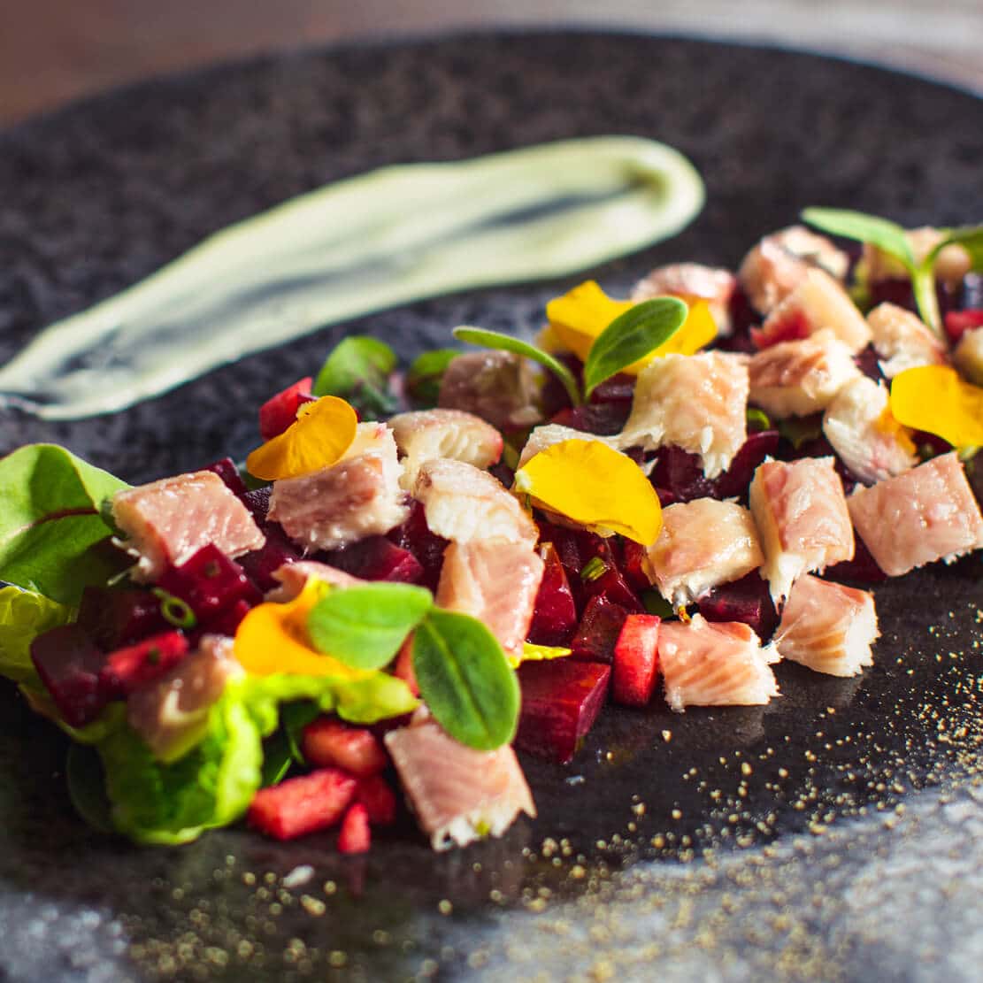 rode biet salade met paling